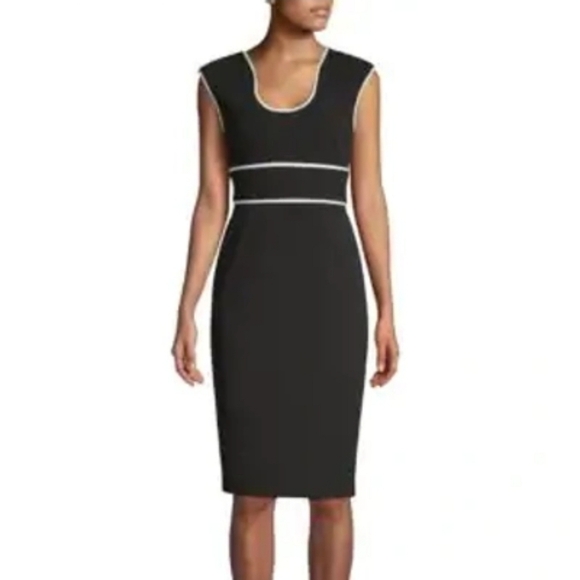 Women's size 8 Calvin Klein Contrast-trim Sheath dress - Picture 1 of 7